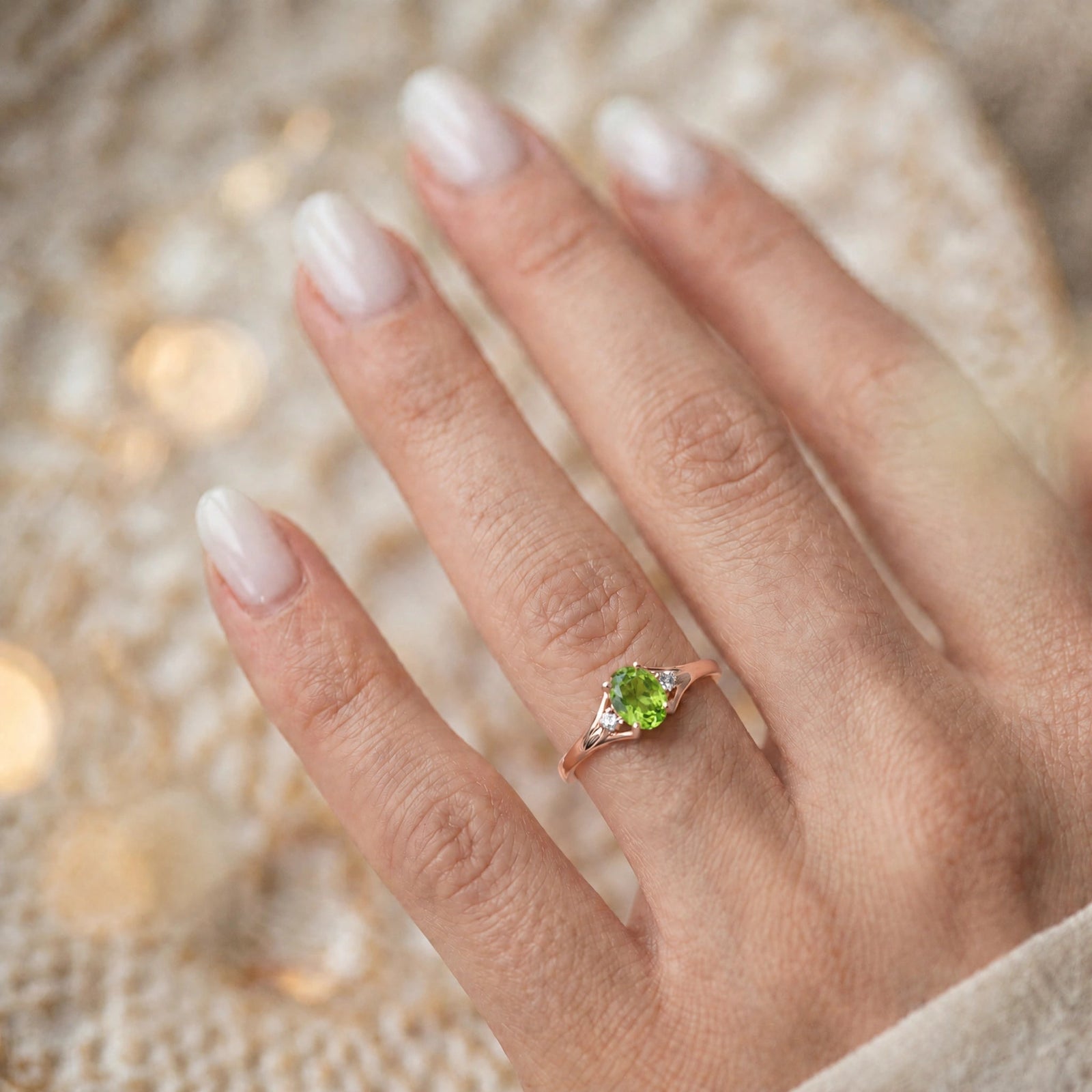 Rose Gold Celeste Ring Peridot 10K — Ernesta