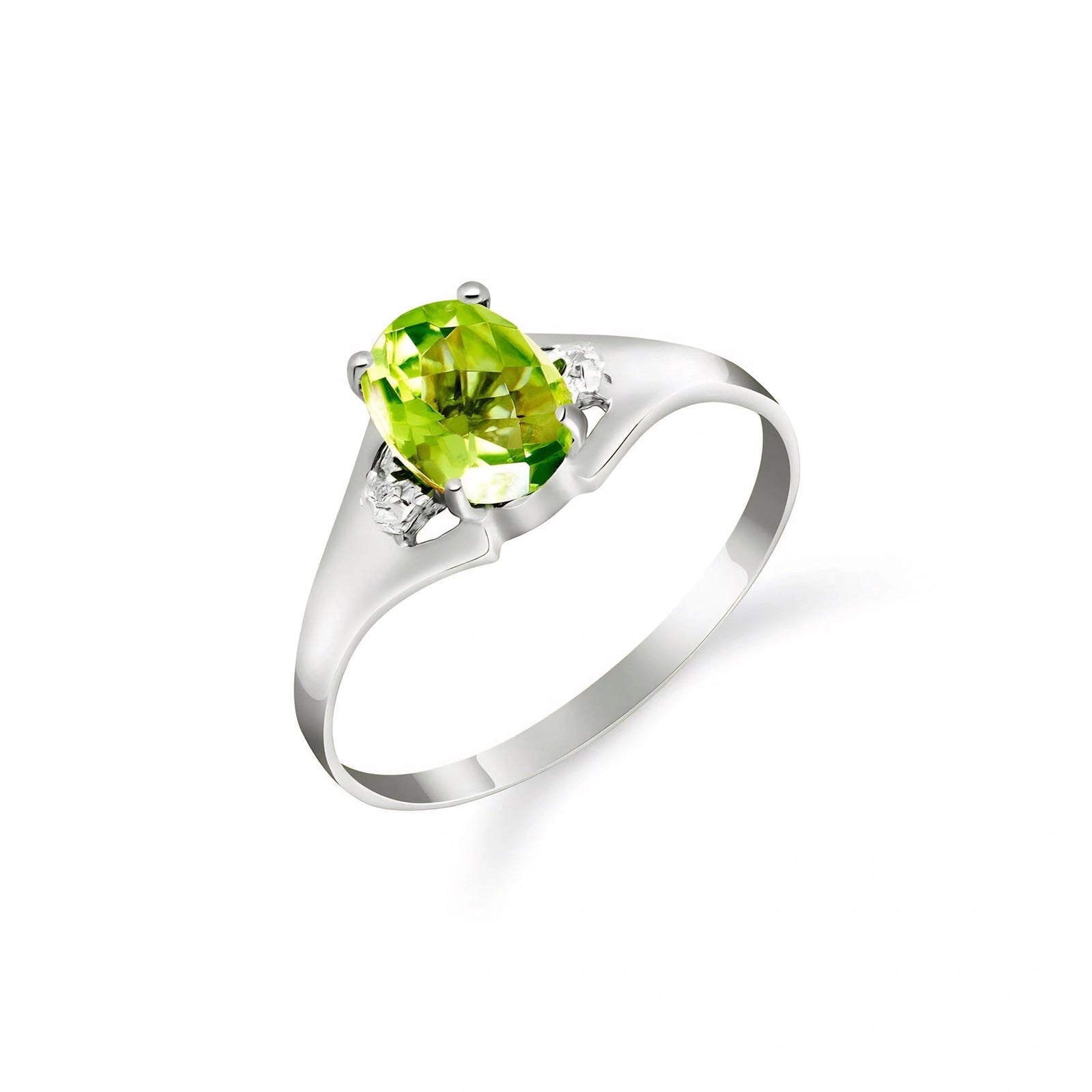 White Gold Celeste Ring Peridot 10K — Ernesta