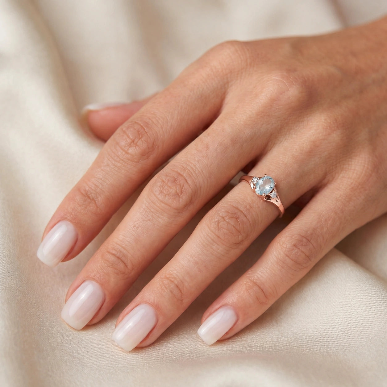 Rose Gold Celeste Ring Aquamarine 10K — Ernesta