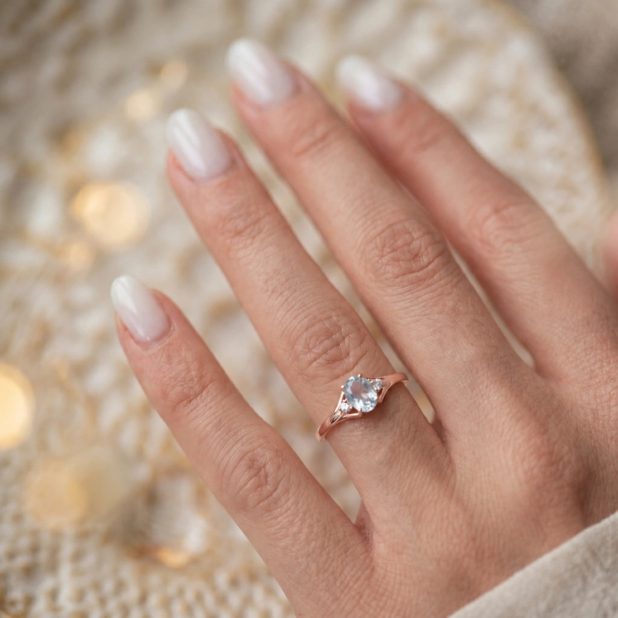 Rose Gold Celeste Ring Aquamarine 10K — Ernesta