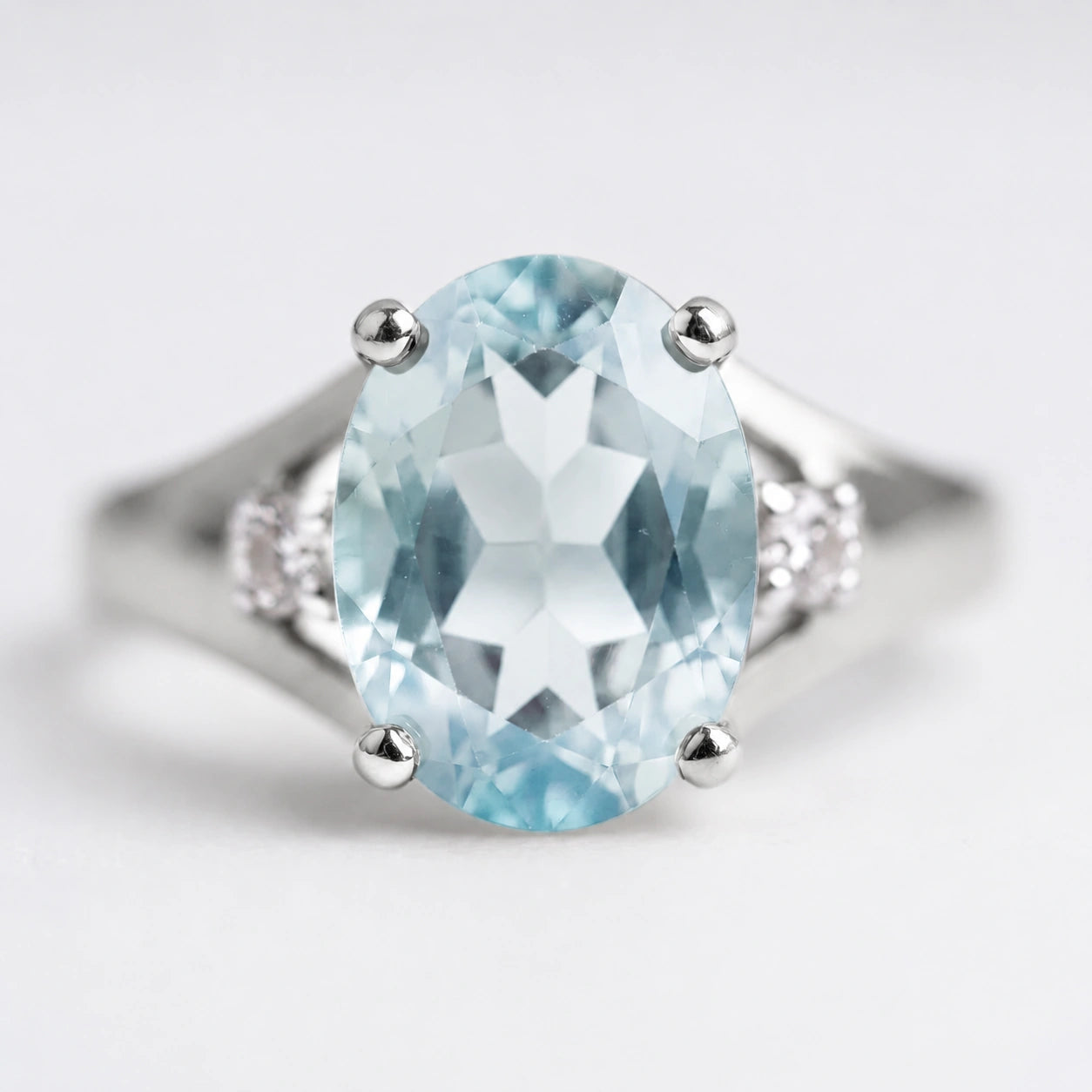 White Gold Celeste Ring Aquamarine 10K — Ernesta
