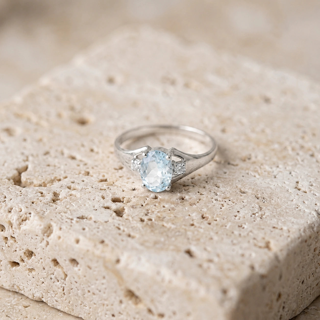 White Gold Celeste Ring Aquamarine 10K — Ernesta