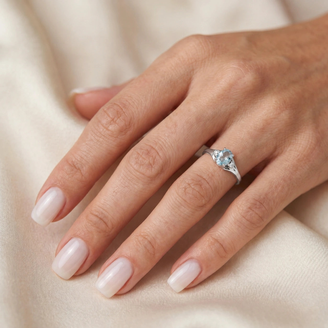 White Gold Celeste Ring Aquamarine 10K — Ernesta