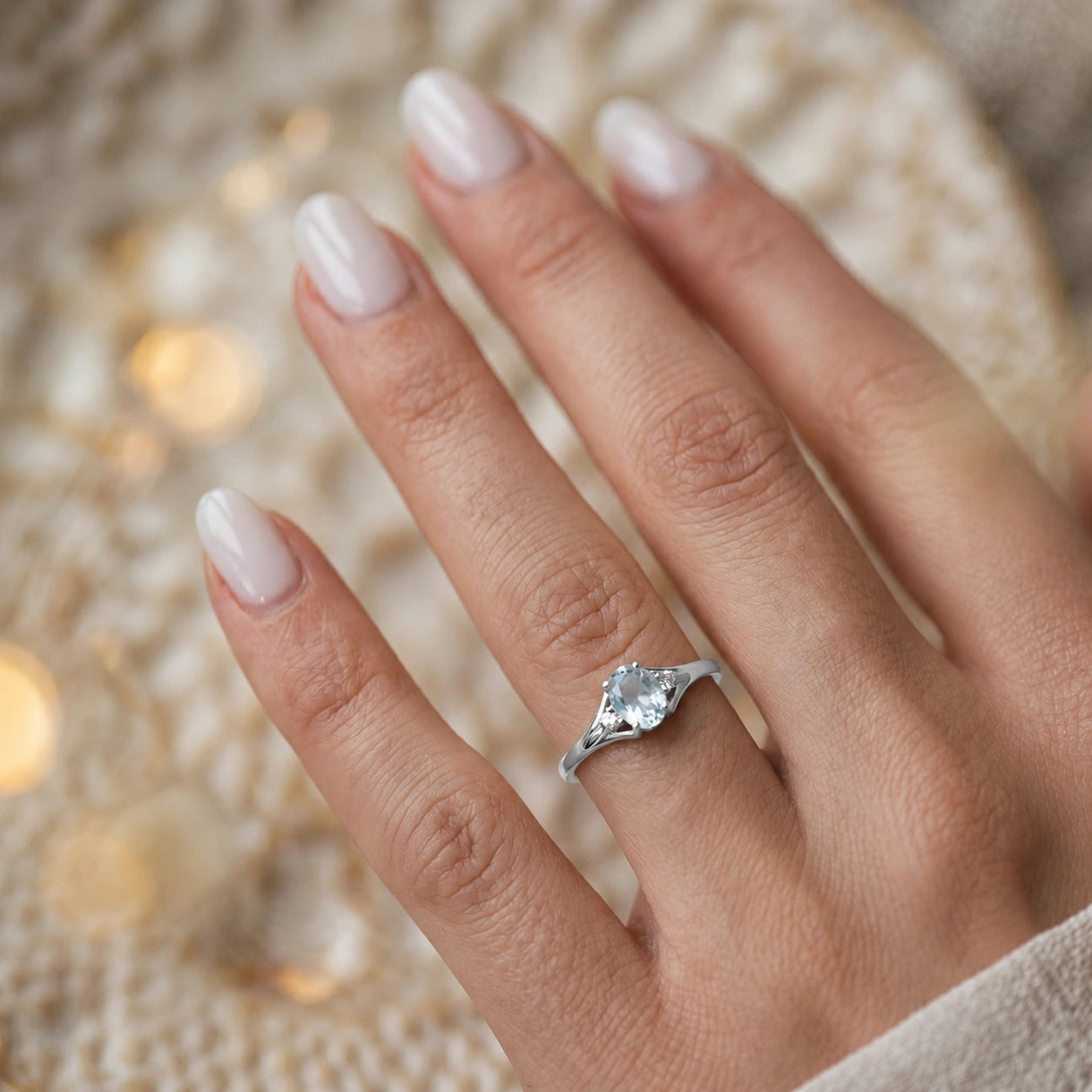 White Gold Celeste Ring Aquamarine 10K — Ernesta