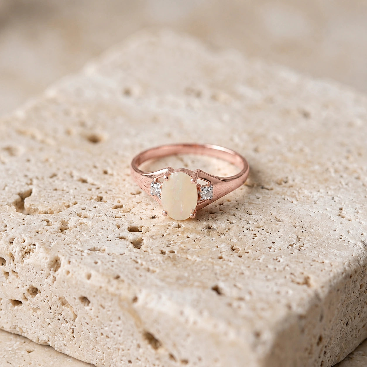 Rose Gold Celeste Ring Opal 10K — Ernesta