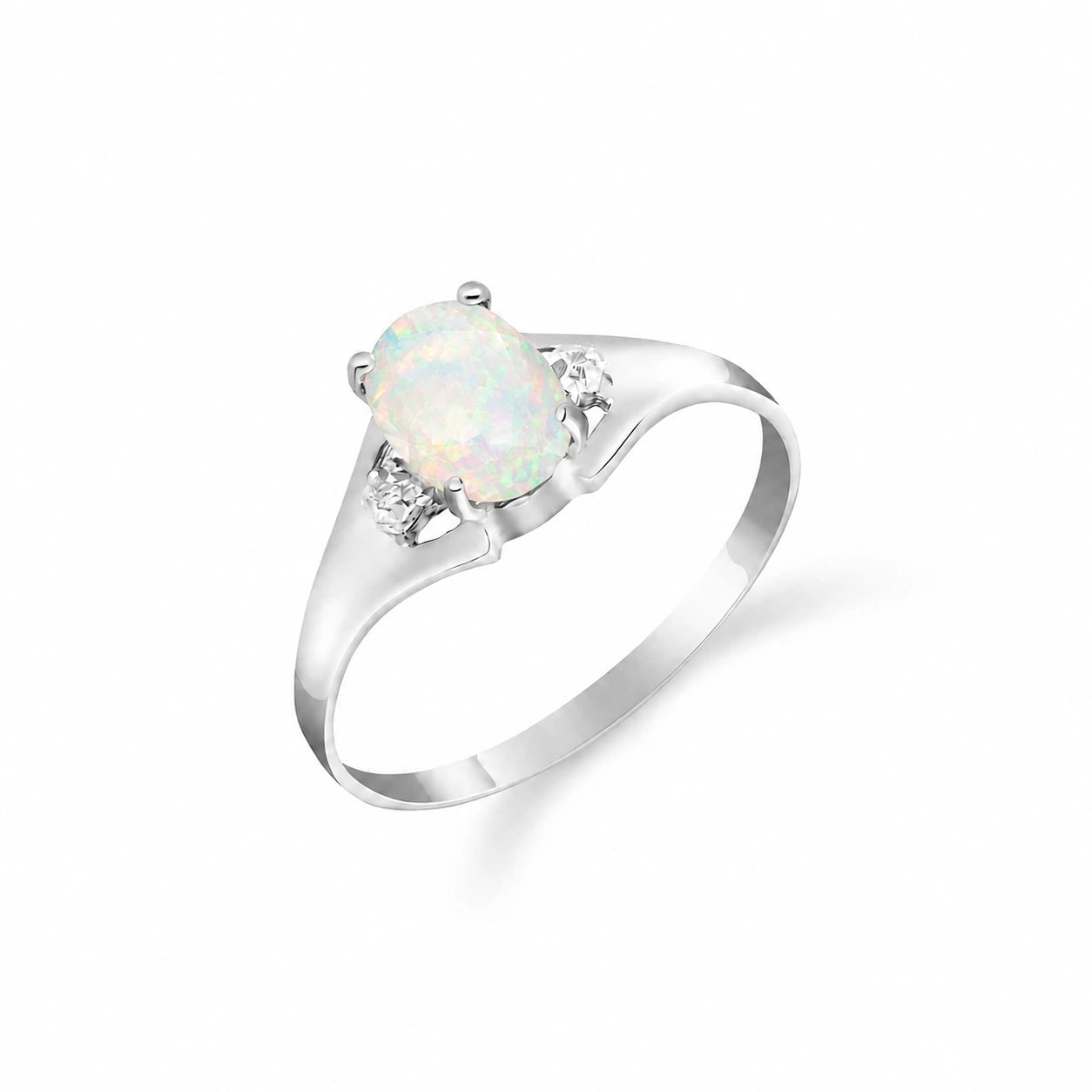 White Gold Celeste Ring Opal 10K — Ernesta