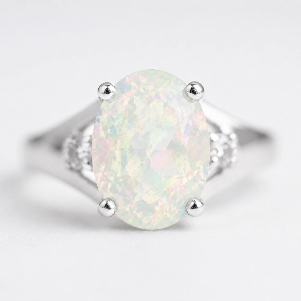 White Gold Celeste Ring Opal 10K — Ernesta
