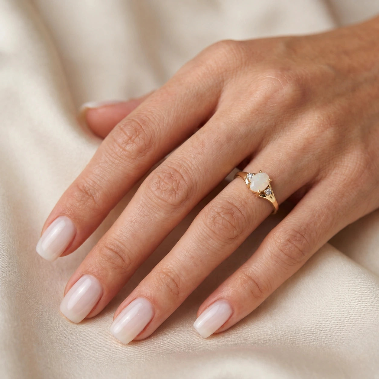 Yellow Gold Celeste Ring Opal 10K — Ernesta