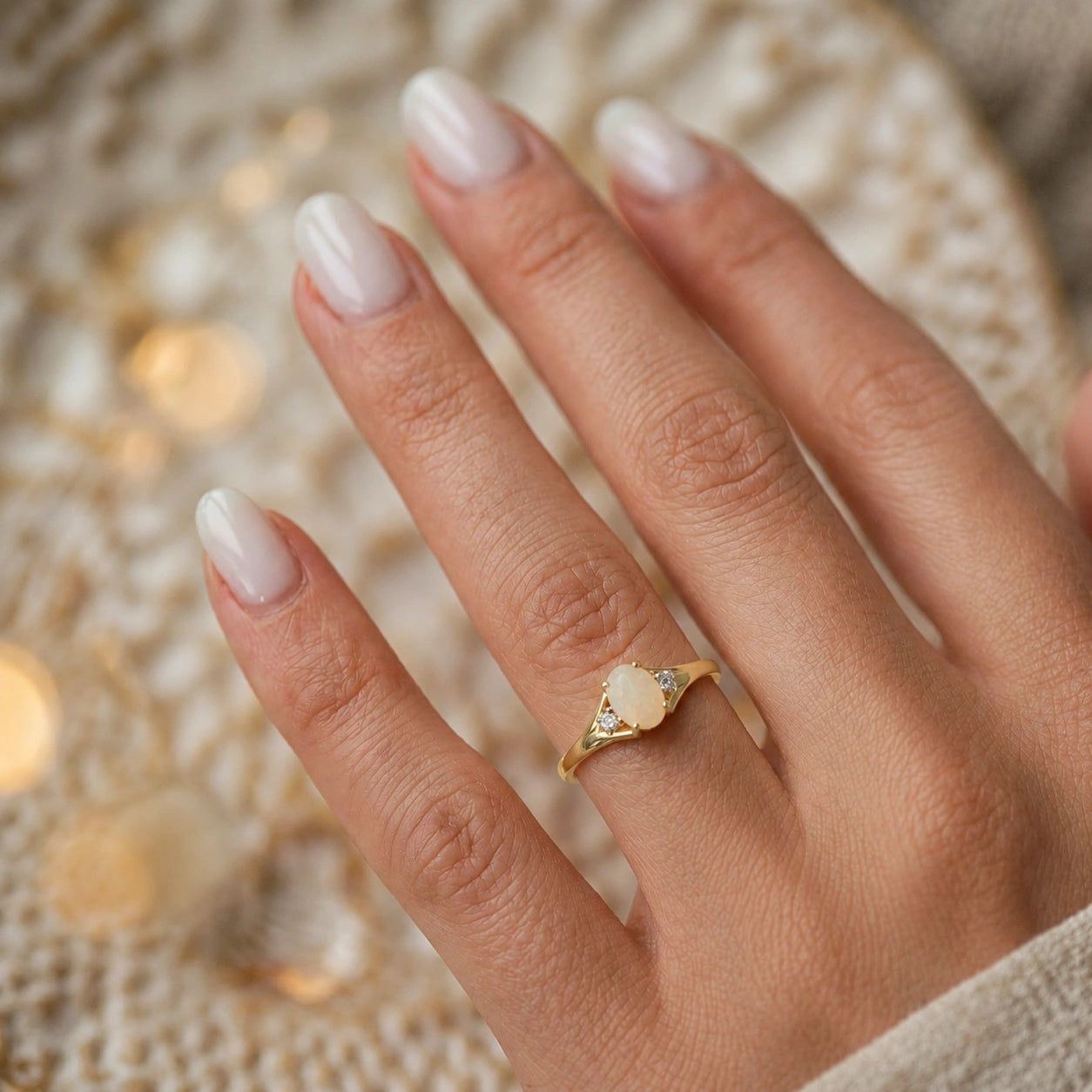Yellow Gold Celeste Ring Opal 10K — Ernesta