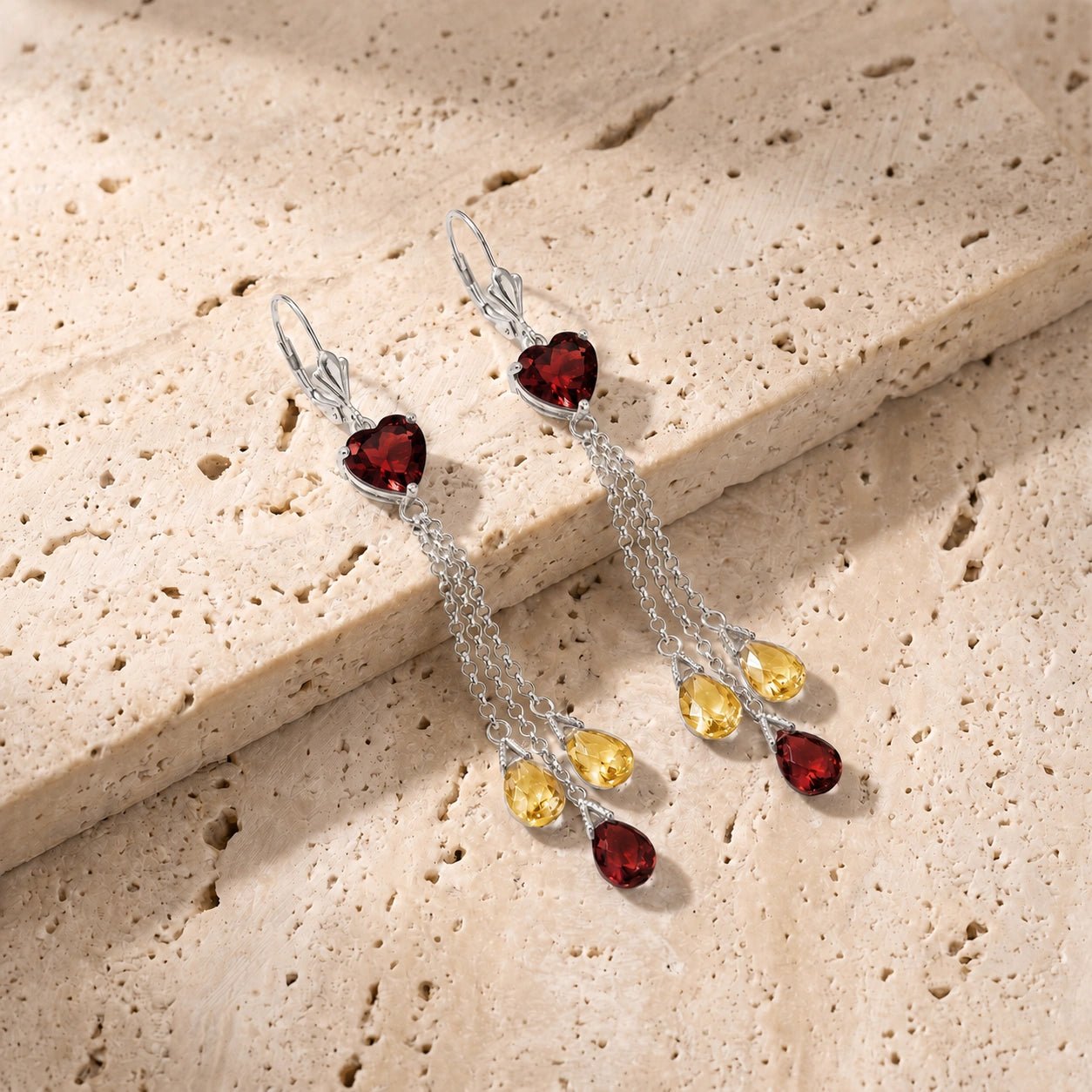 White Gold Citrine & Garnet — Mariadolores