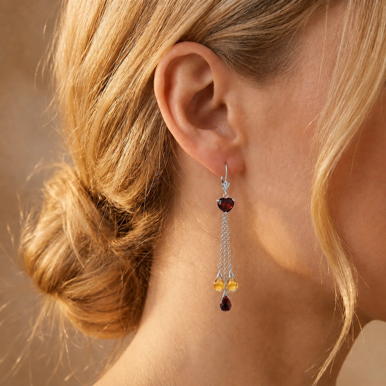 White Gold Citrine & Garnet — Mariadolores