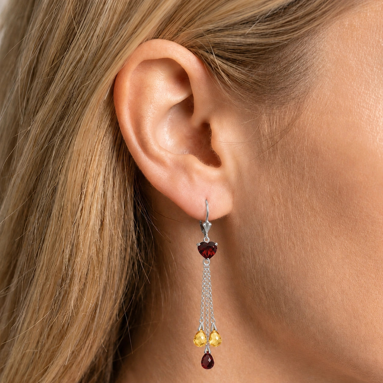 White Gold Citrine & Garnet — Mariadolores