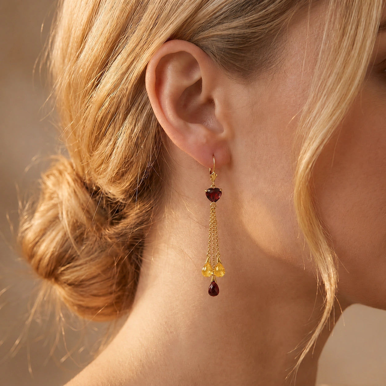 Yellow Gold Citrine & Garnet — Mariadolores