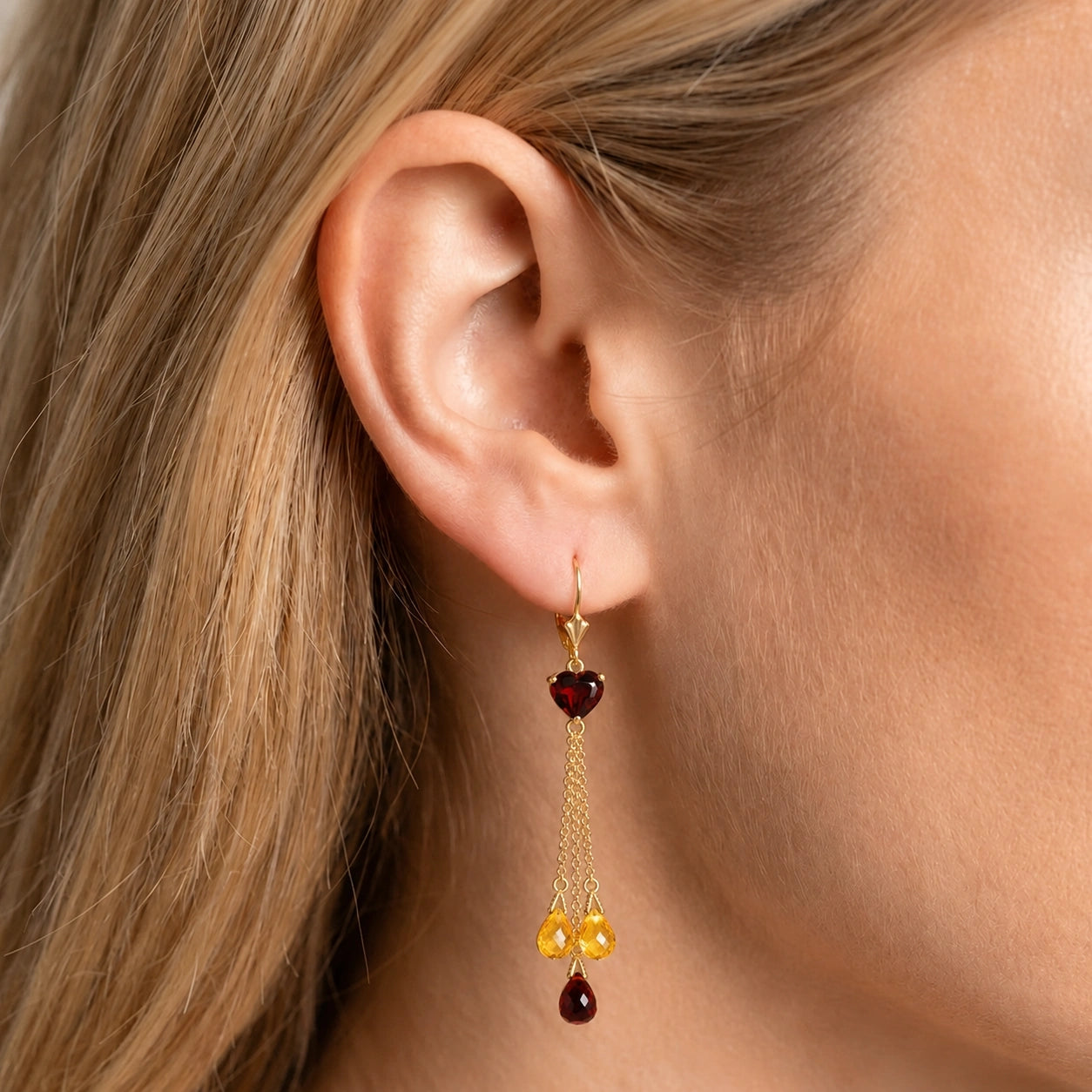 Yellow Gold Citrine & Garnet — Mariadolores
