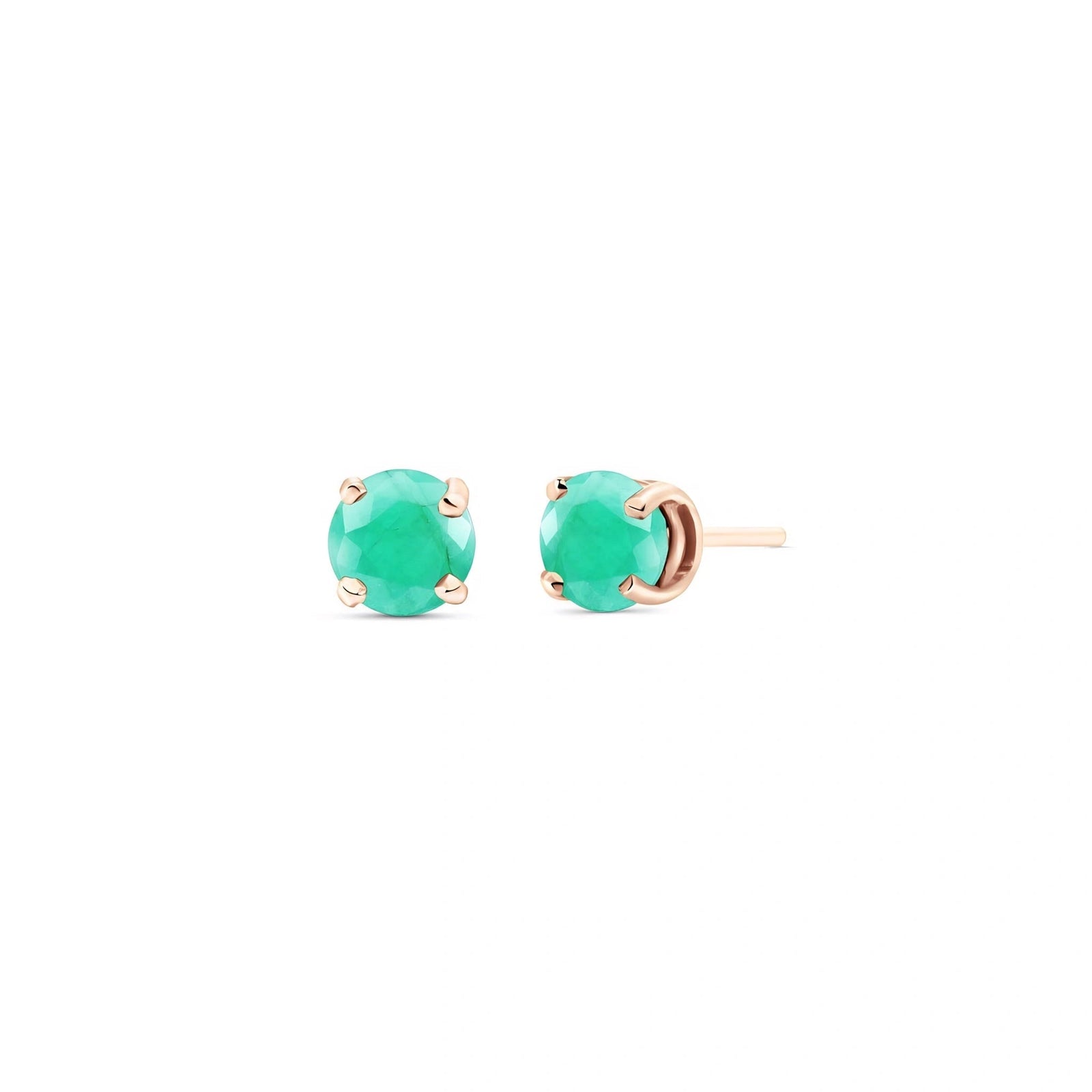 Rose Gold Petal Earrings Emerald 10K — Luna
