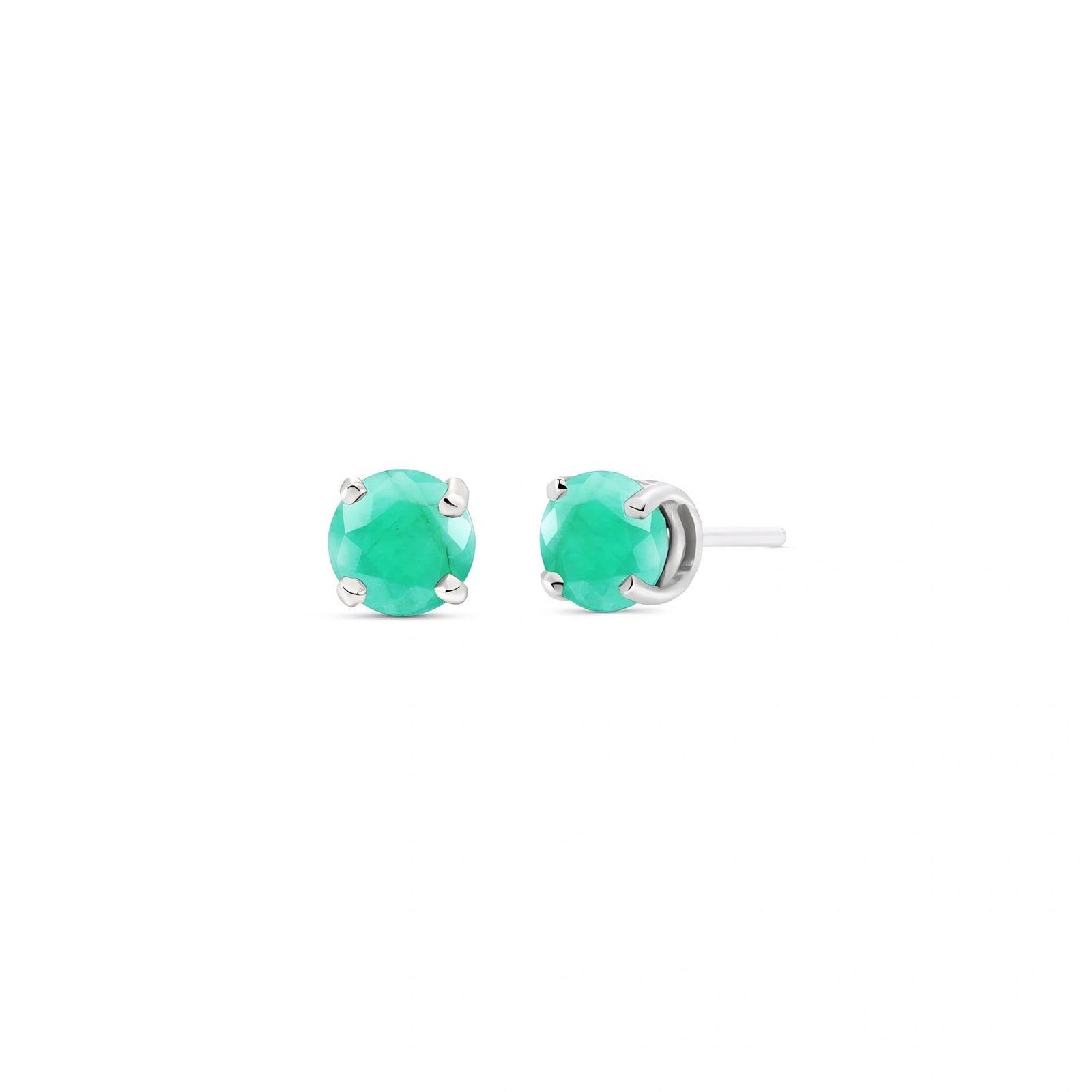 White Gold Petal Earrings Emerald 10K — Luna