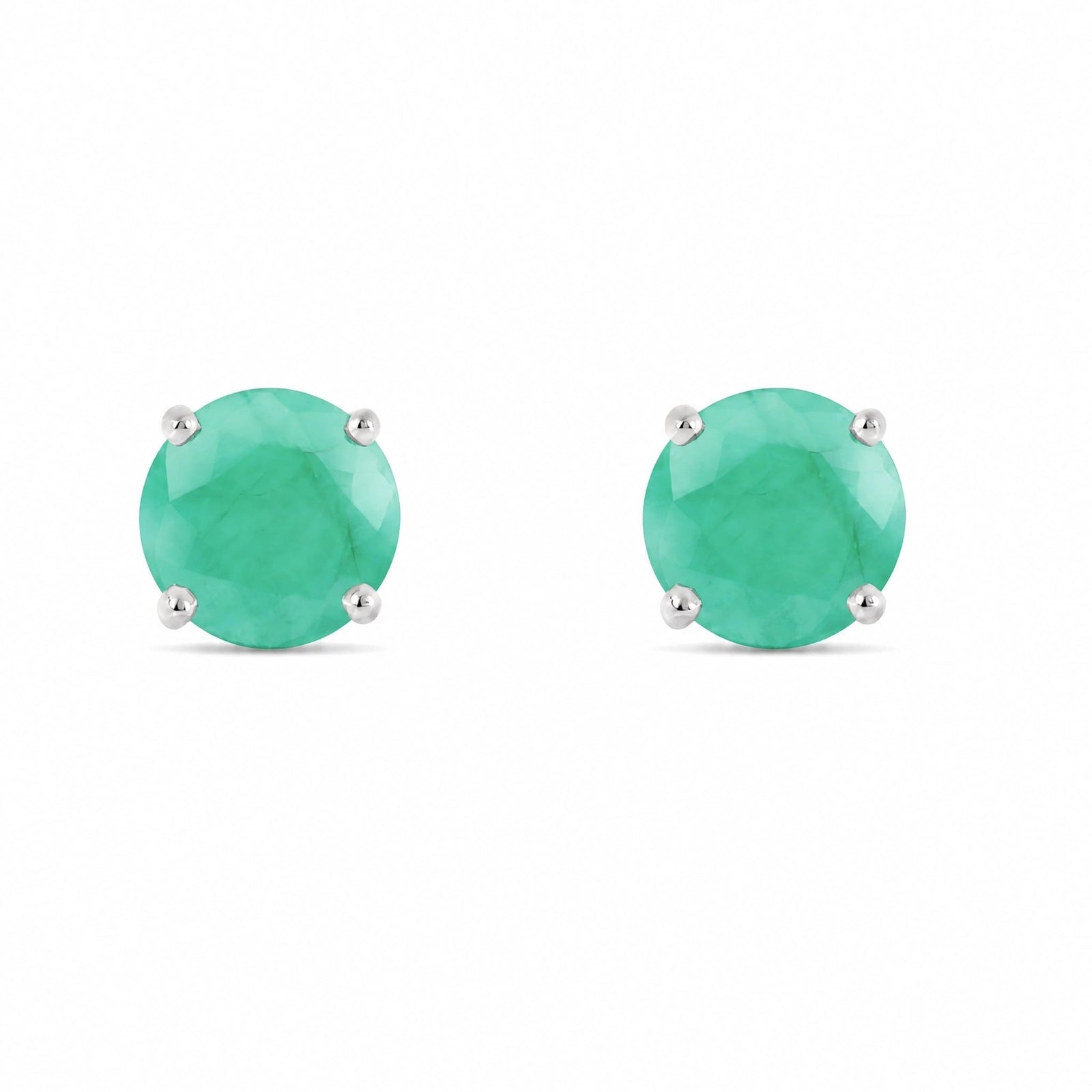 White Gold Petal Earrings Emerald 10K — Luna