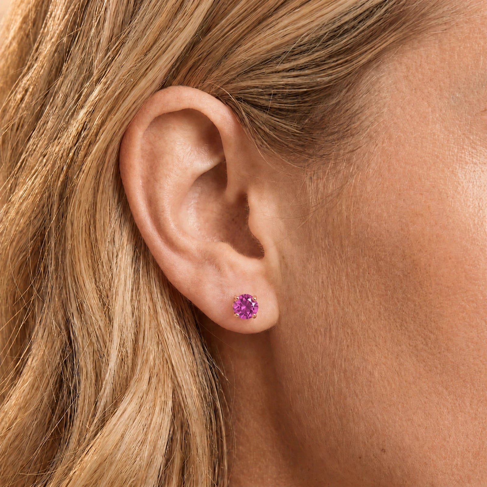Rose Gold Petal Earrings Pink Topaz 10K — Luna