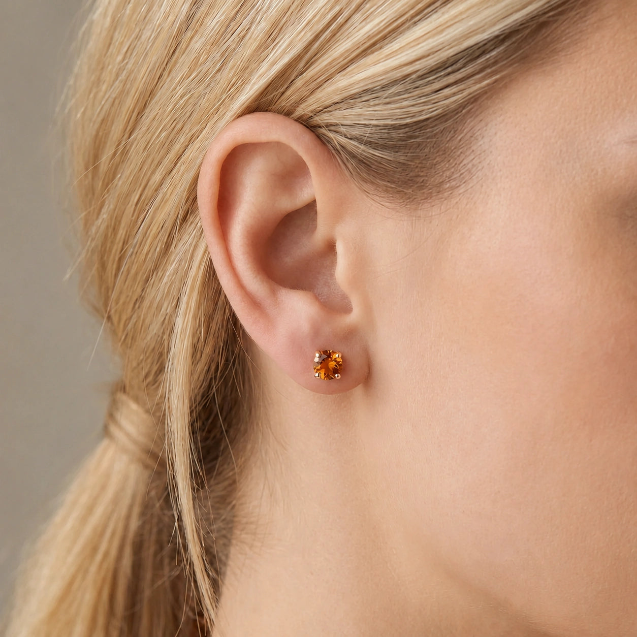 Rose Gold Petal Earrings Citrine 10K — Luna