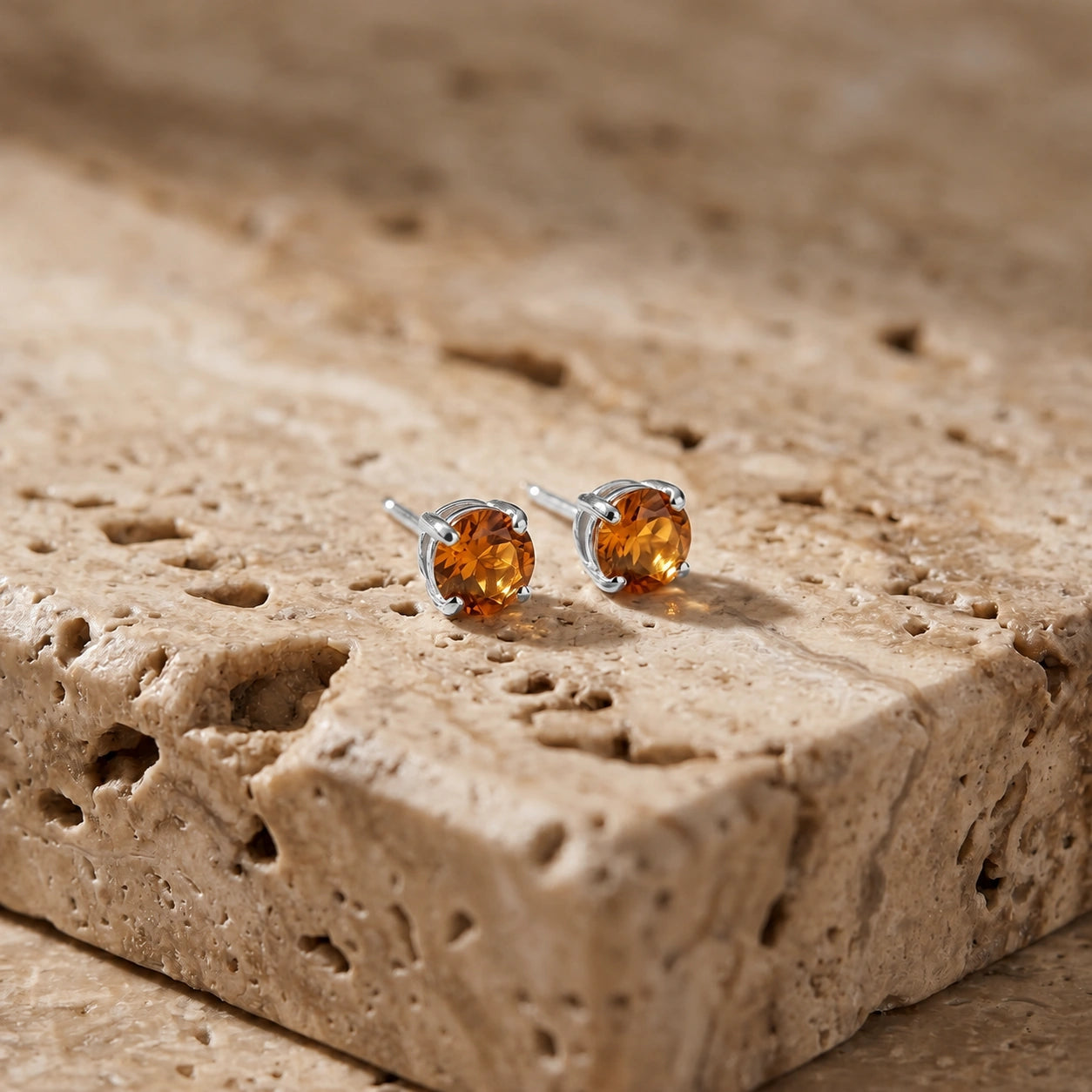 White Gold Petal Earrings Citrine 10K — Luna