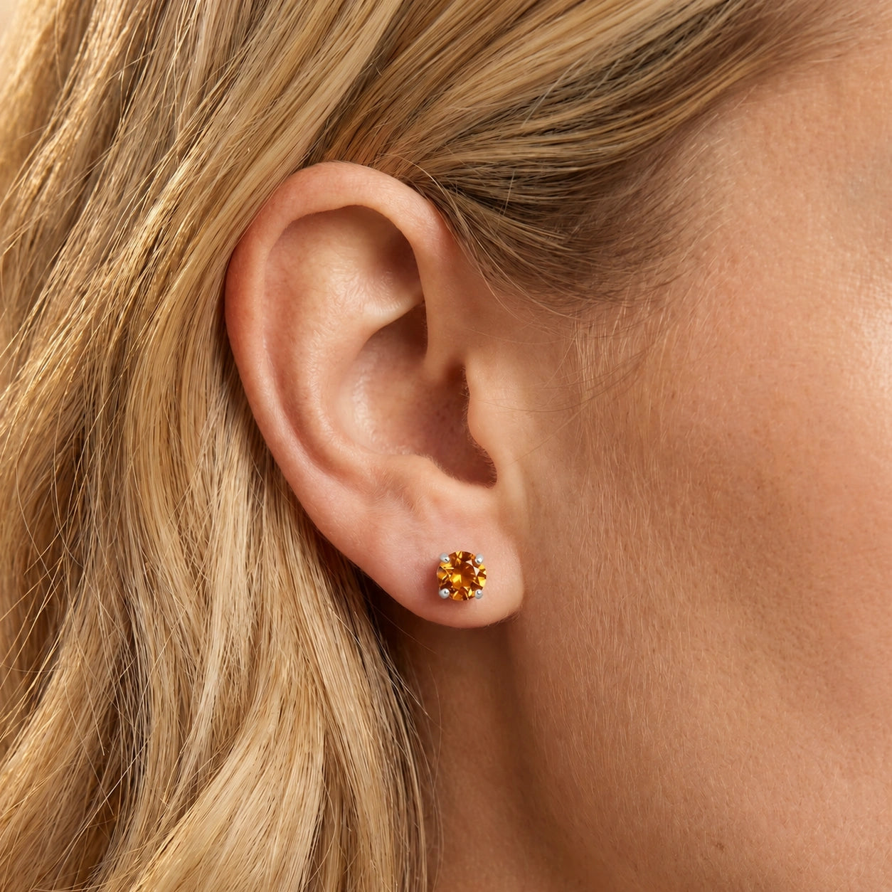 White Gold Petal Earrings Citrine 10K — Luna
