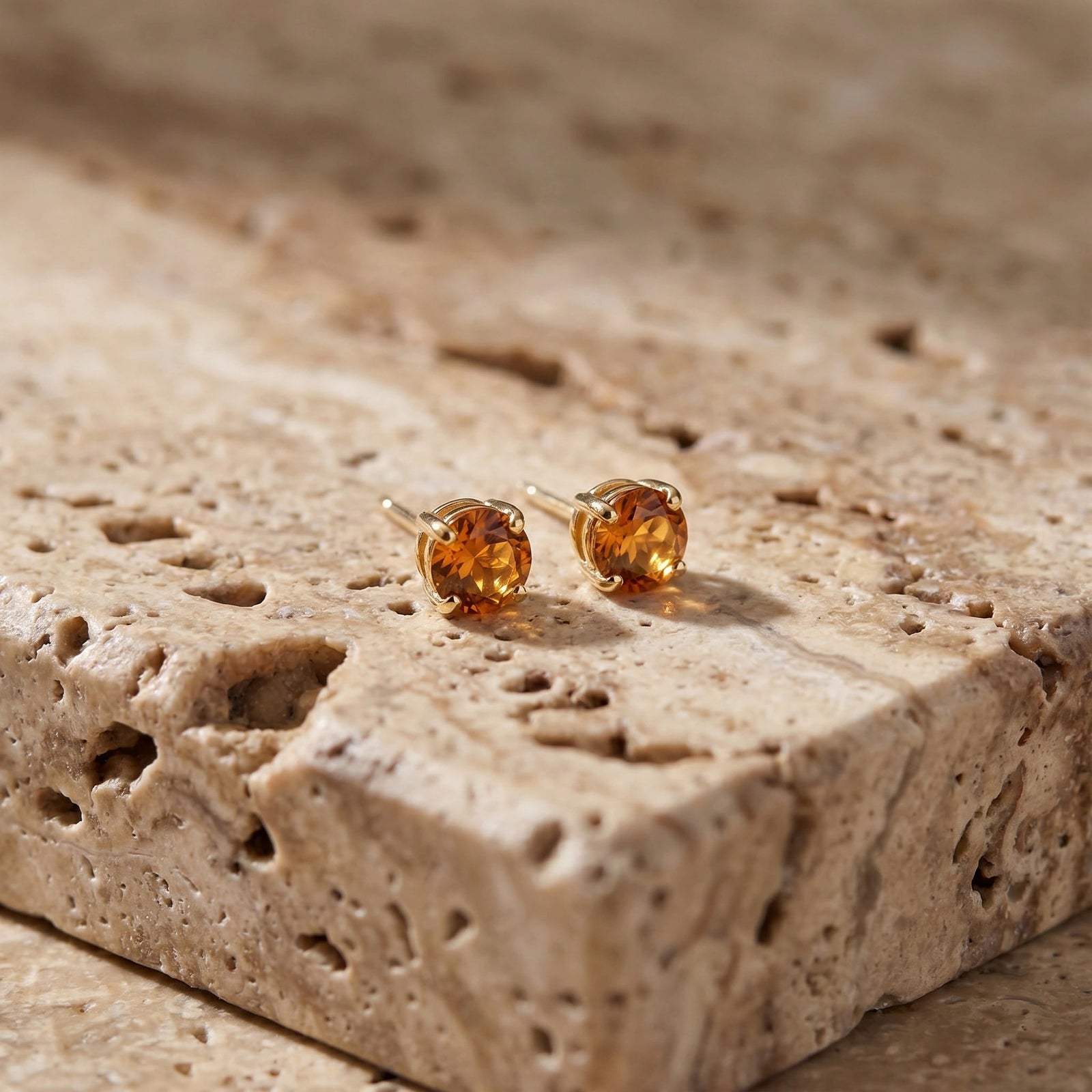 Yellow Gold Petal Earrings Citrine 10K — Luna