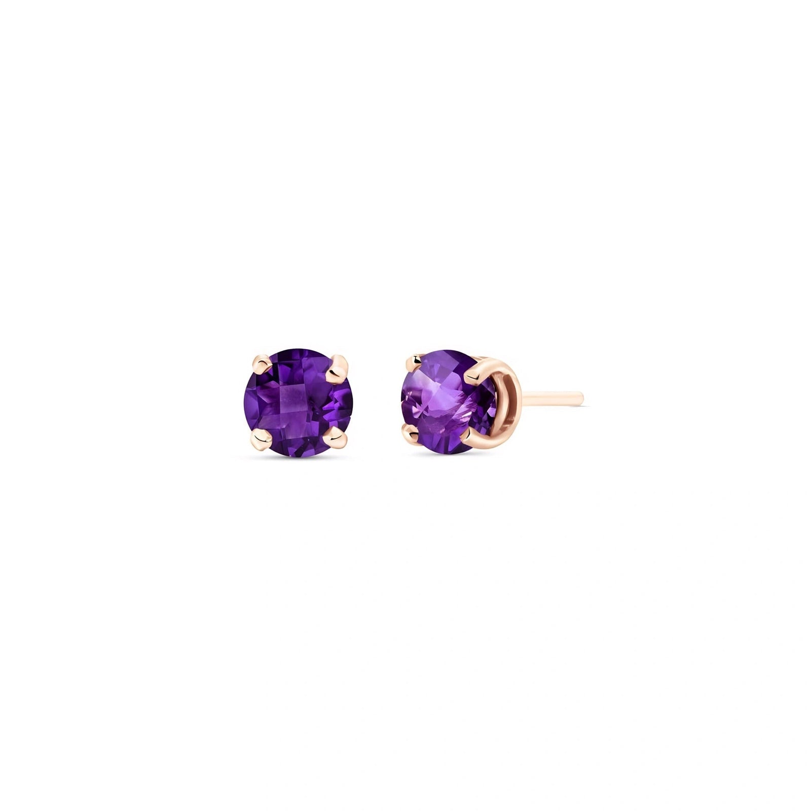 Rose Gold Petal Earrings Amethyst 10K — Luna