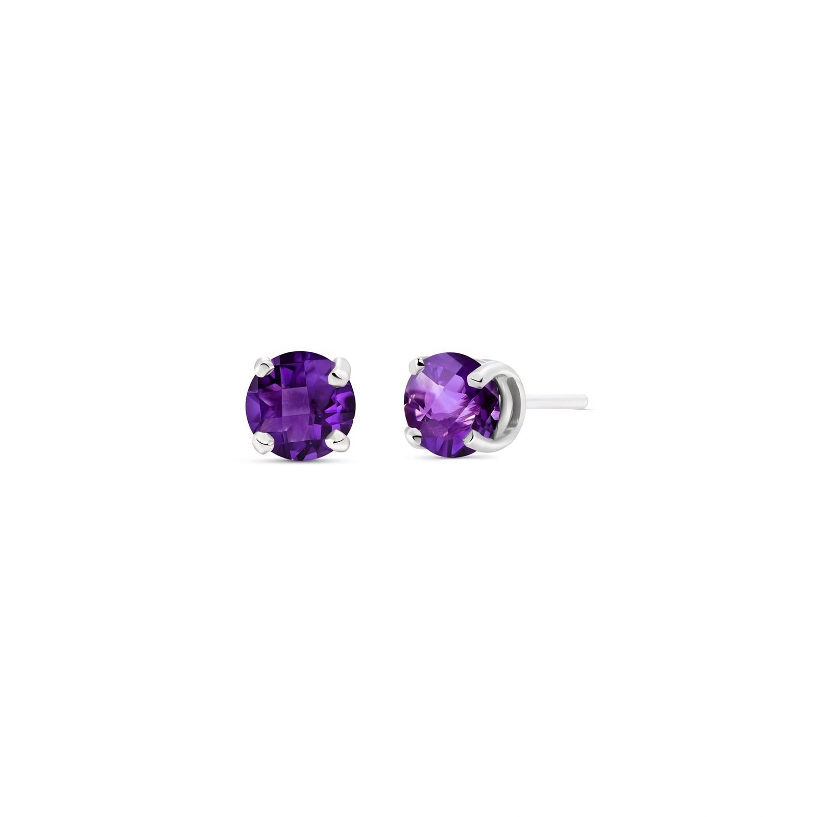 White Gold Petal Earrings Amethyst 10K — Luna