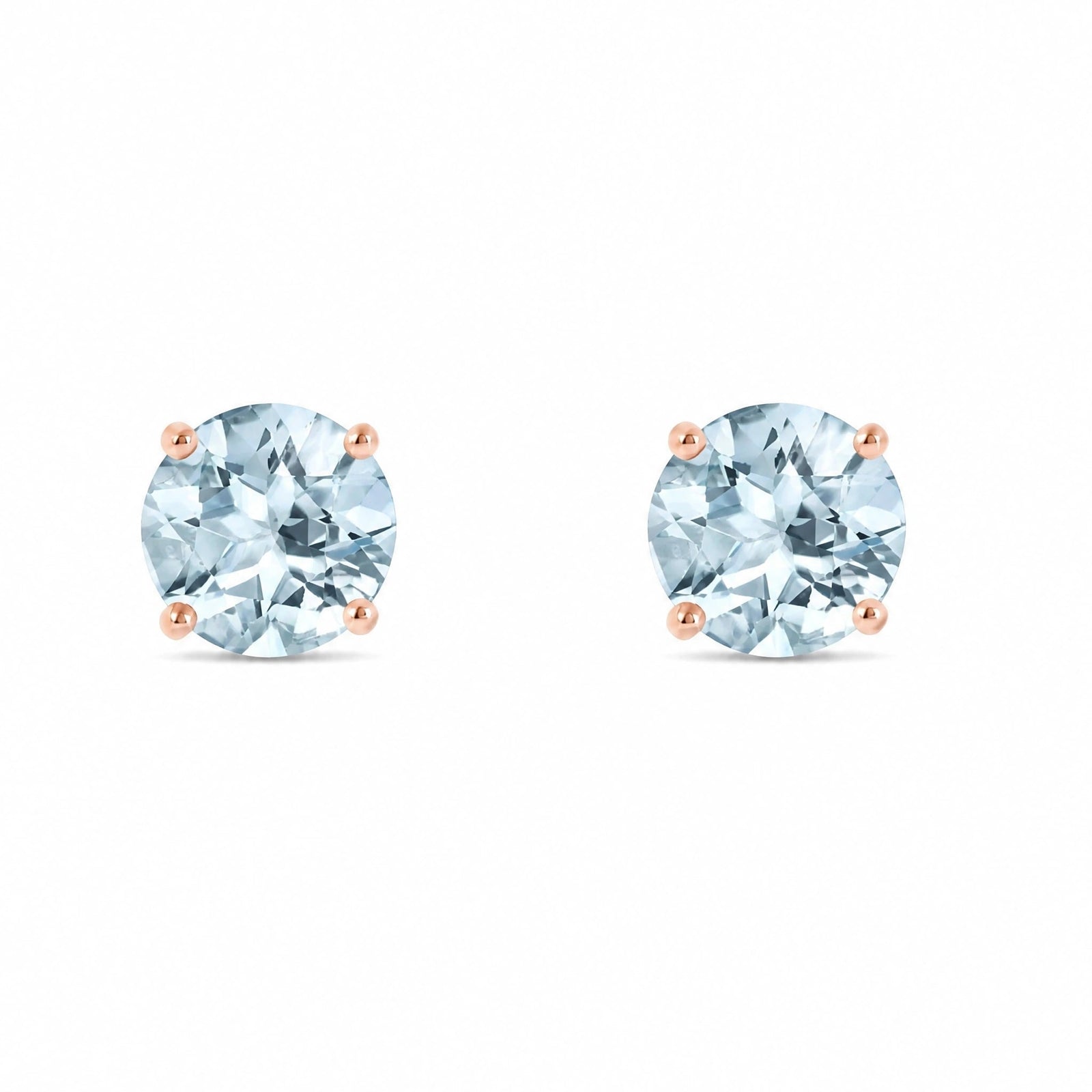 Rose Gold Petal Earrings Aquamarine 10K — Luna