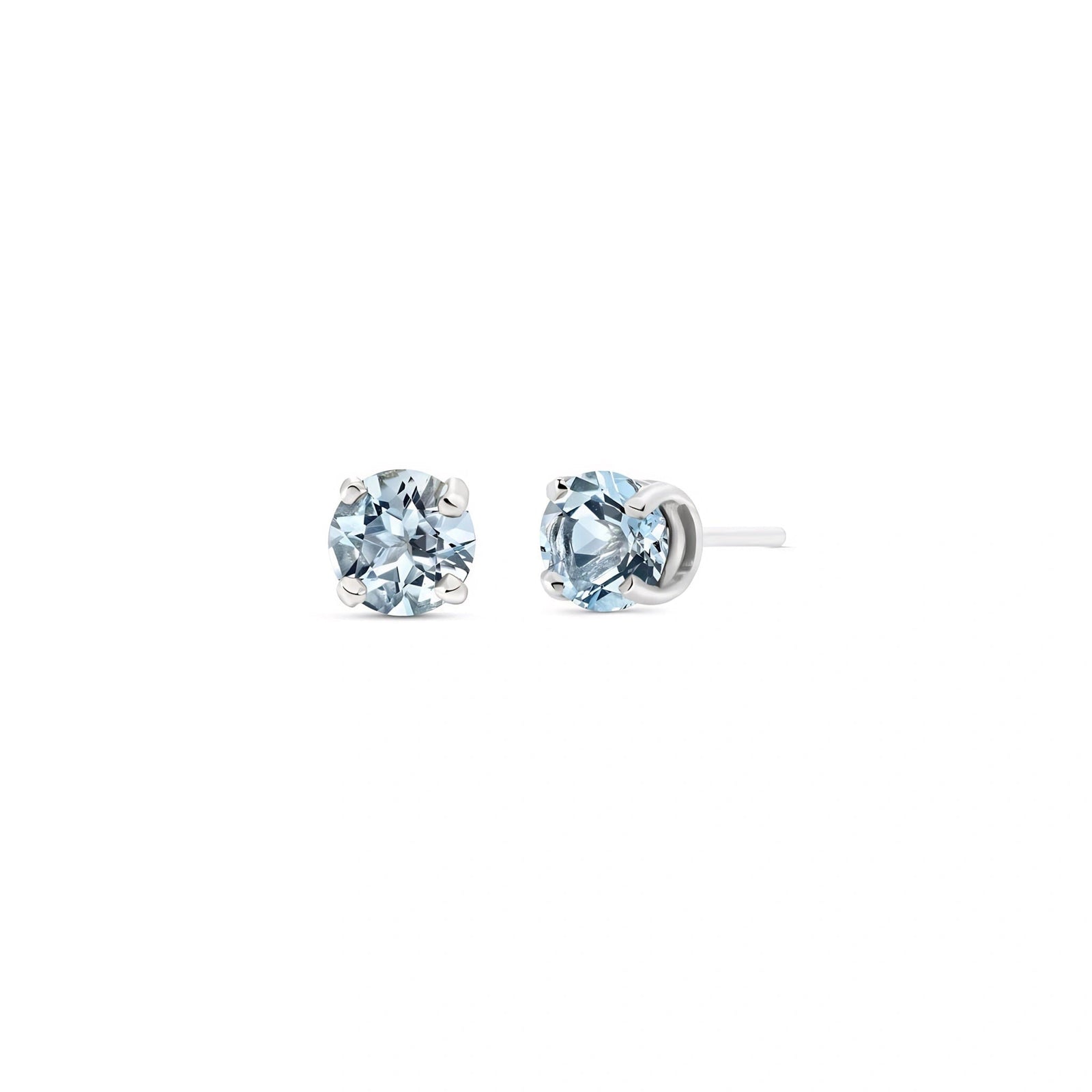 White Gold Petal Earrings Aquamarine 10K — Luna