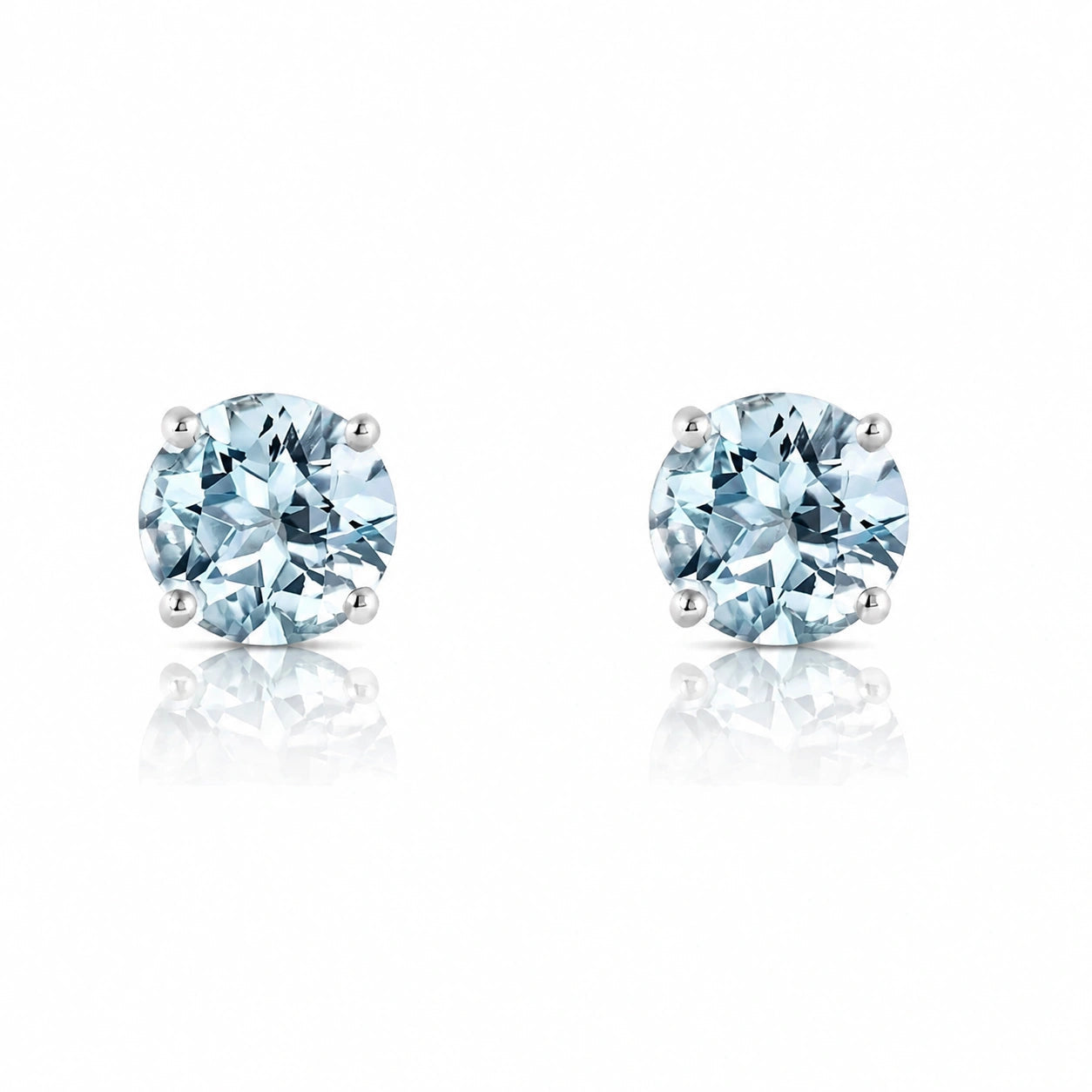 White Gold Petal Earrings Aquamarine 10K — Luna