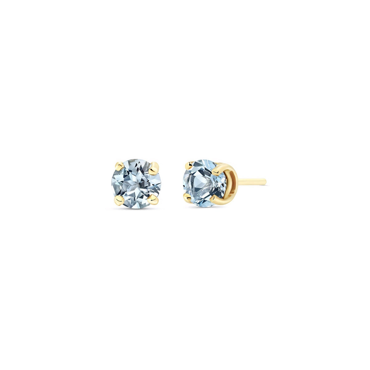 Yellow Gold Petal Earrings Aquamarine 10K — Luna