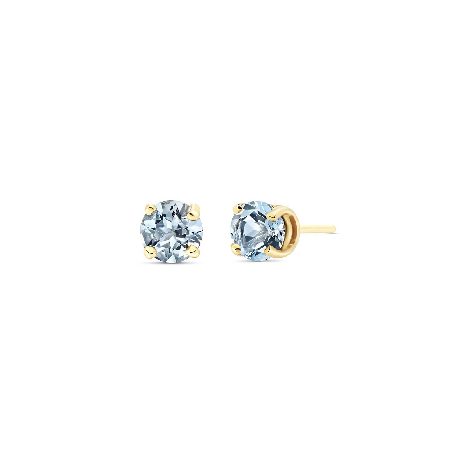 Yellow Gold Petal Earrings Aquamarine 10K — Luna