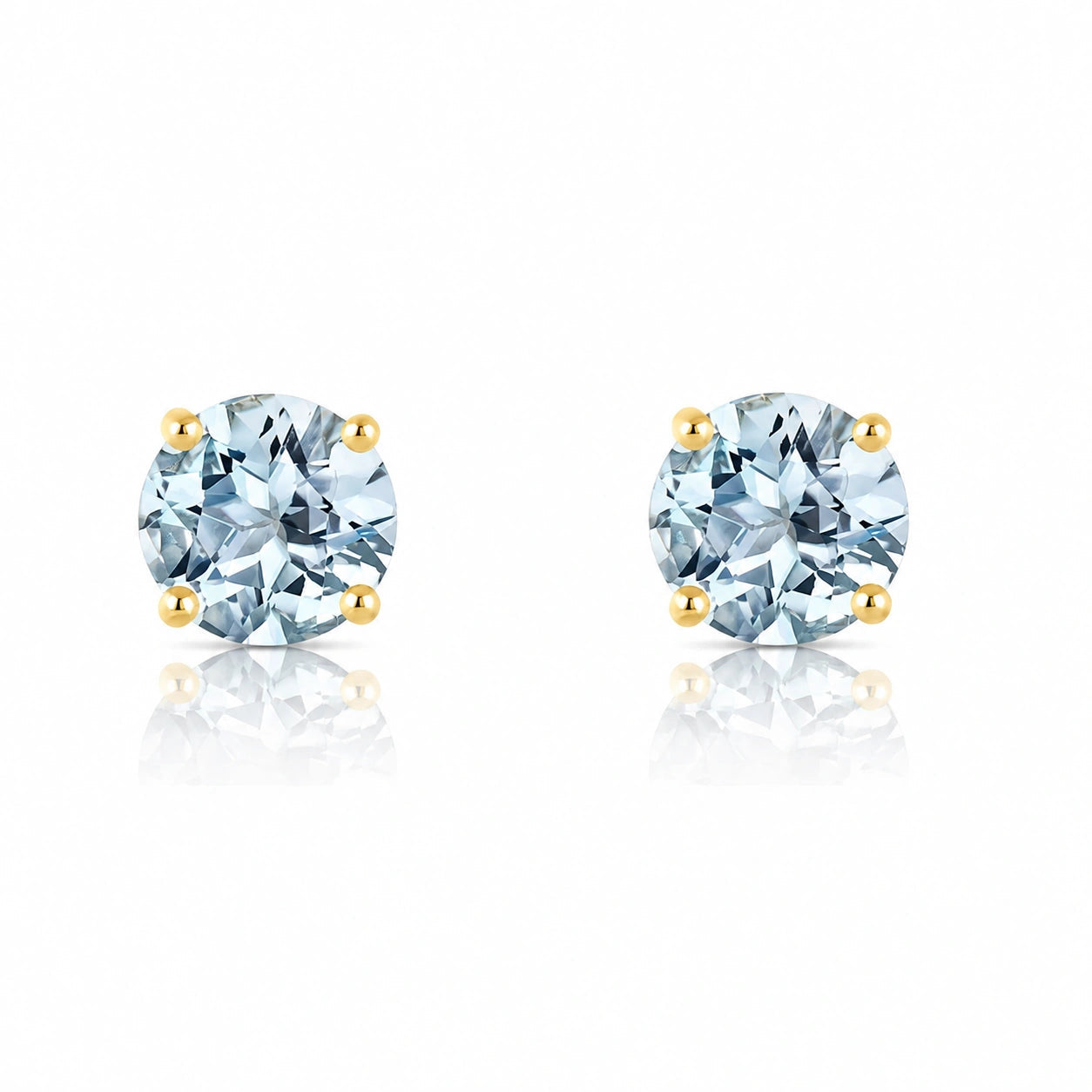 Yellow Gold Petal Earrings Aquamarine 10K — Luna