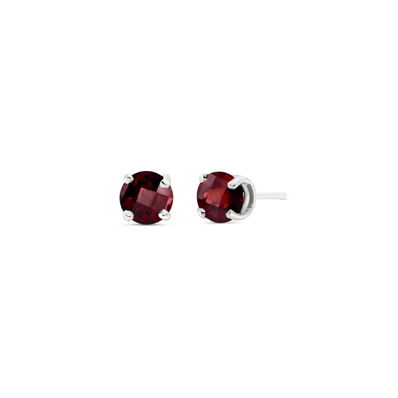 White Gold Petal Earrings Garnet 10K — Luna