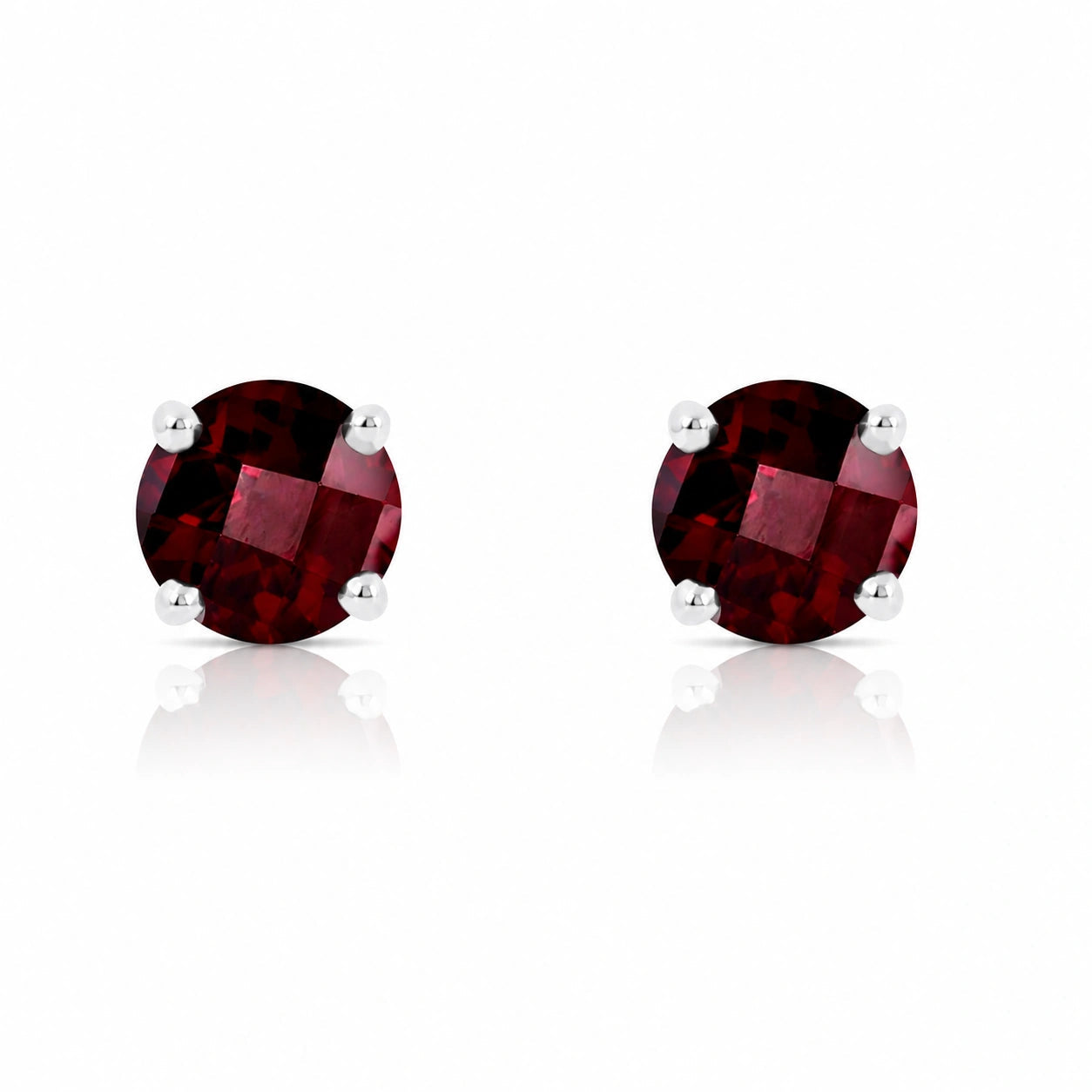 White Gold Petal Earrings Garnet 10K — Luna