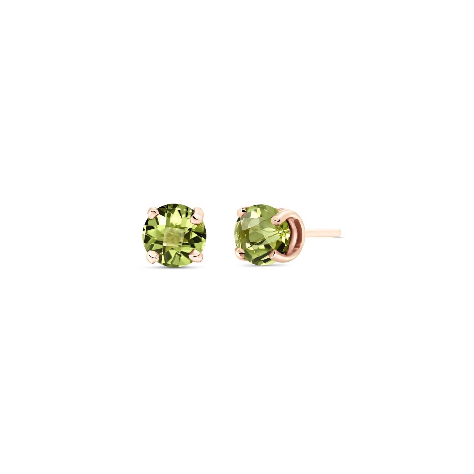 Rose Gold Petal Earrings Peridot 10K — Luna