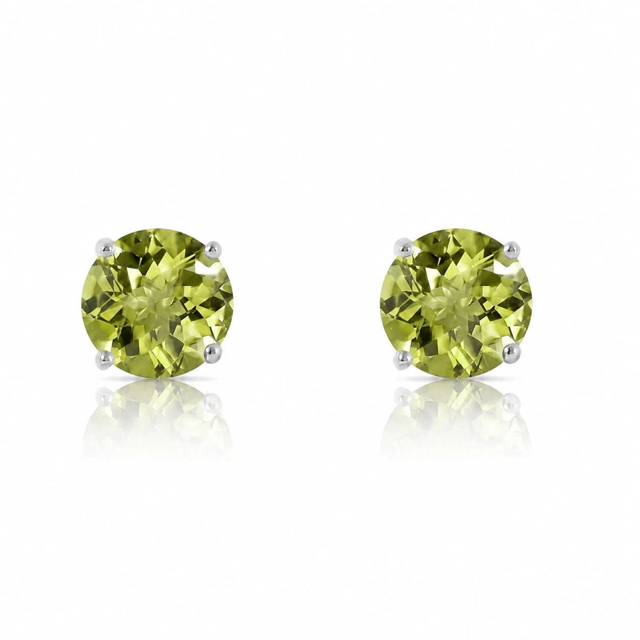 White Gold Petal Earrings Peridot 10K — Luna