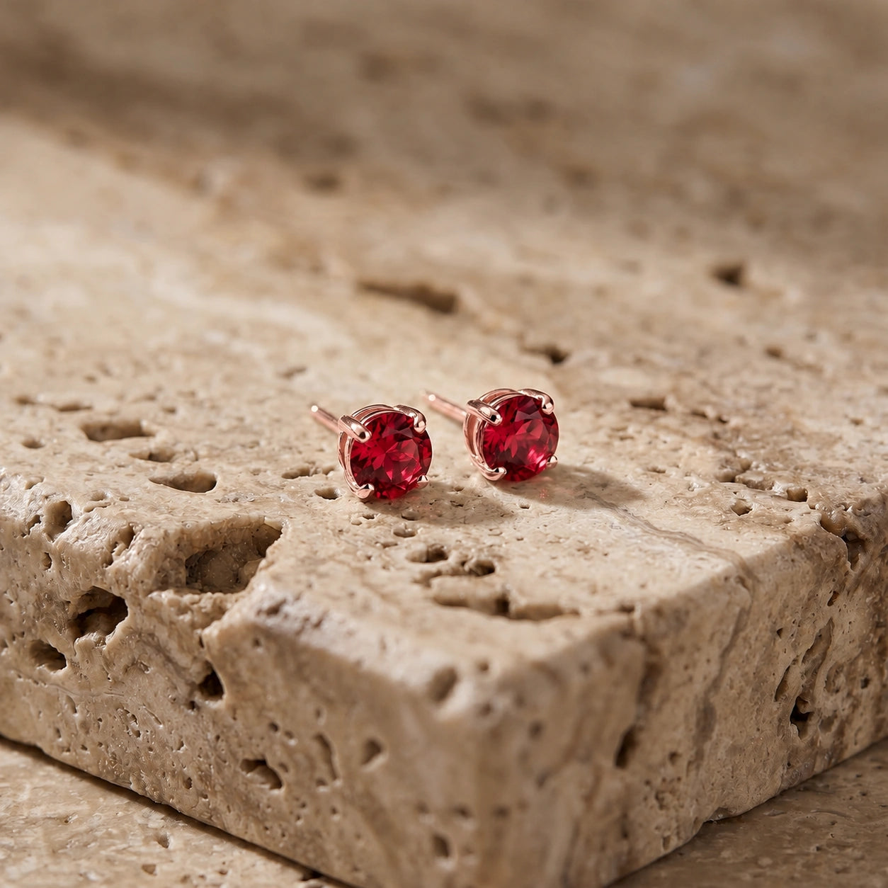 Rose Gold Petal Earrings Ruby 10K — Luna