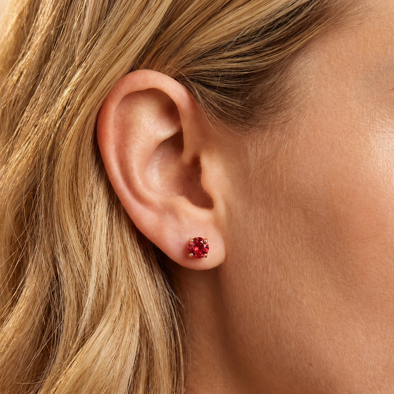 Rose Gold Petal Earrings Ruby 10K — Luna
