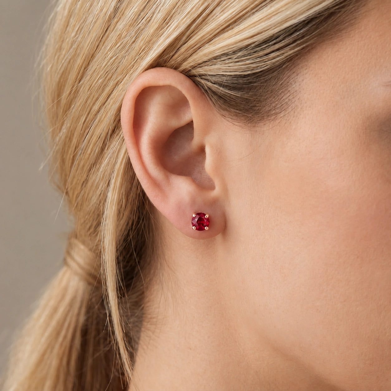 Rose Gold Petal Earrings Ruby 10K — Luna
