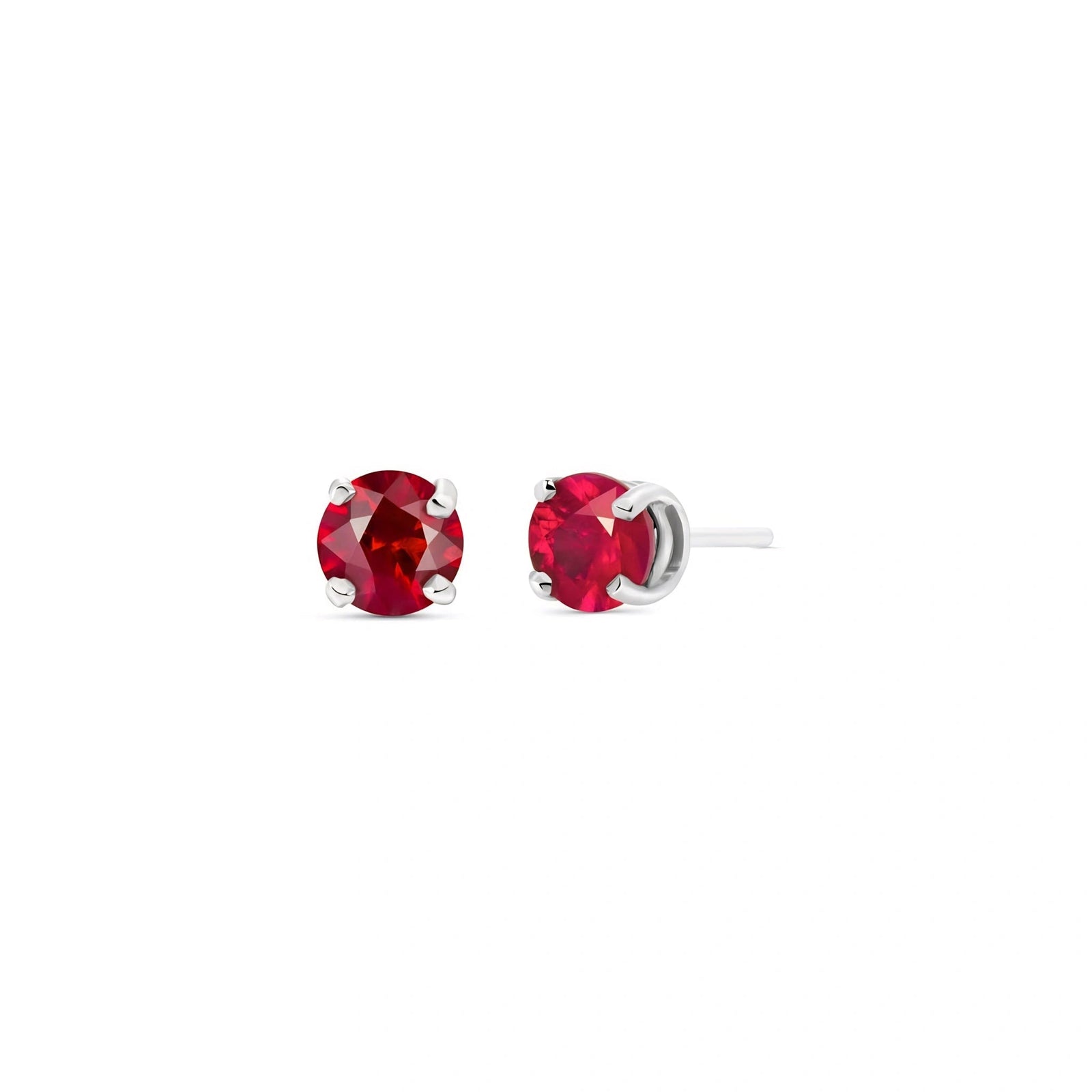 White Gold Petal Earrings Ruby 10K — Luna