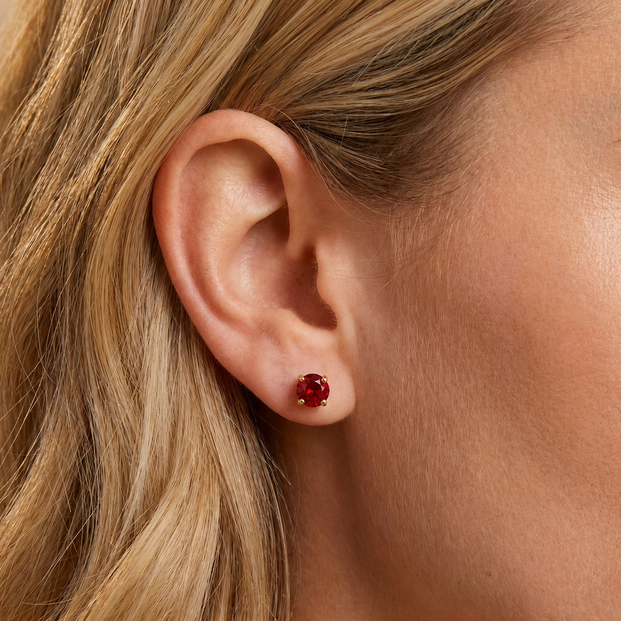 Yellow Gold Petal Earrings Ruby 10K — Luna