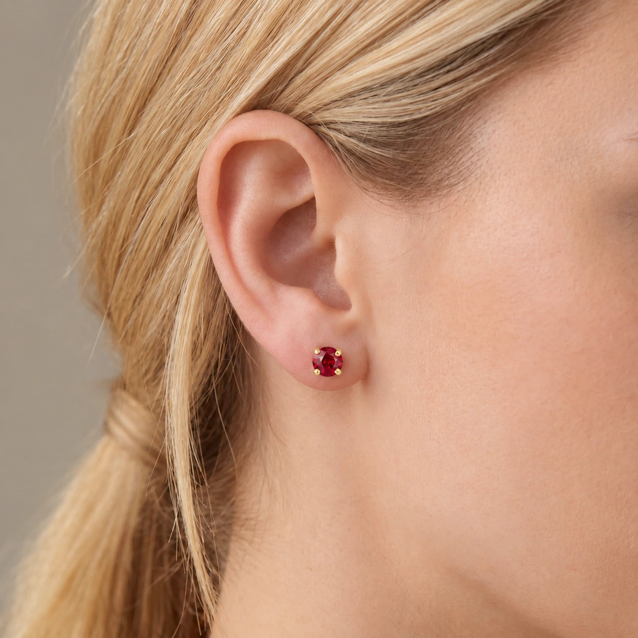 Yellow Gold Petal Earrings Ruby 10K — Luna