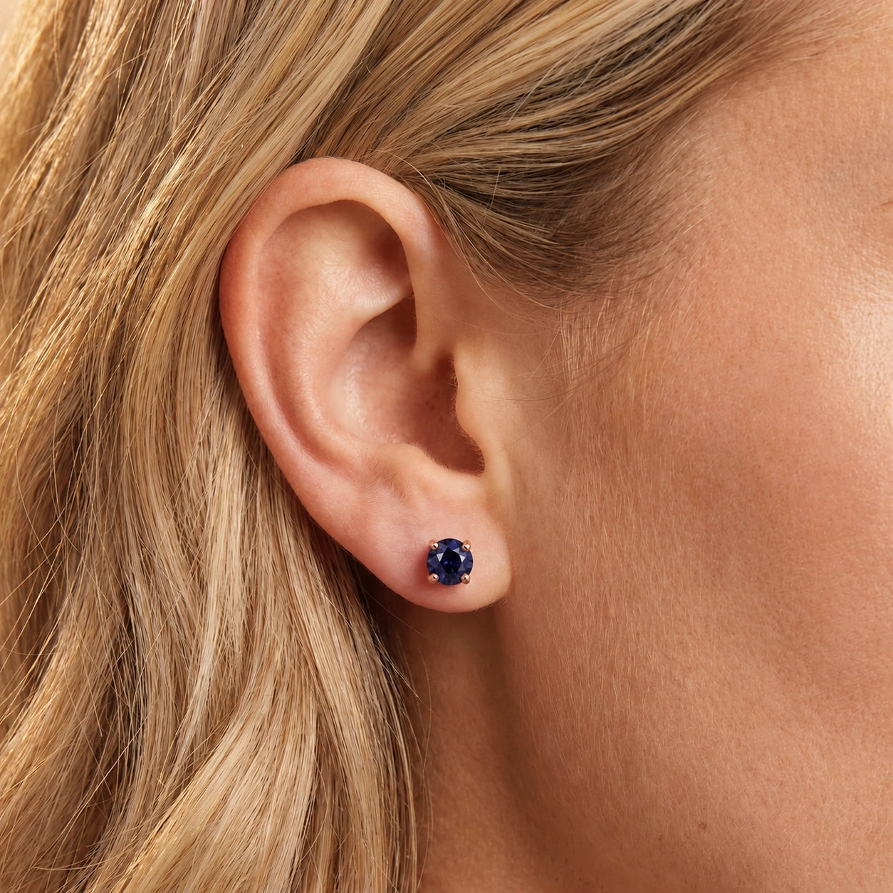 Rose Gold Petal Earrings Sapphire 10K — Luna