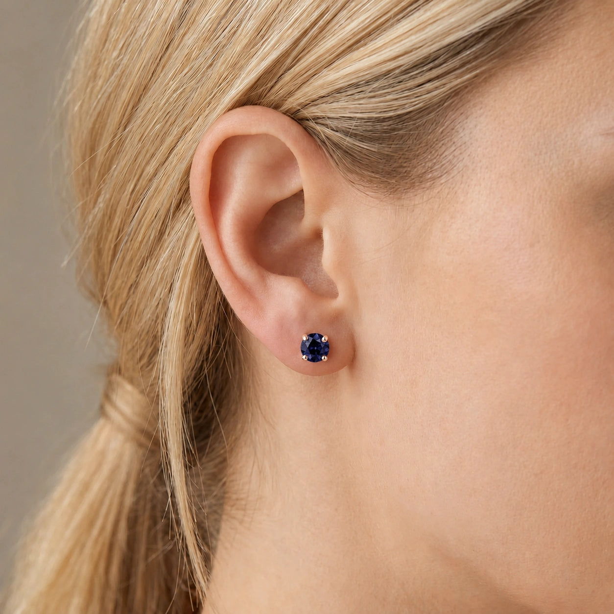 Rose Gold Petal Earrings Sapphire 10K — Luna