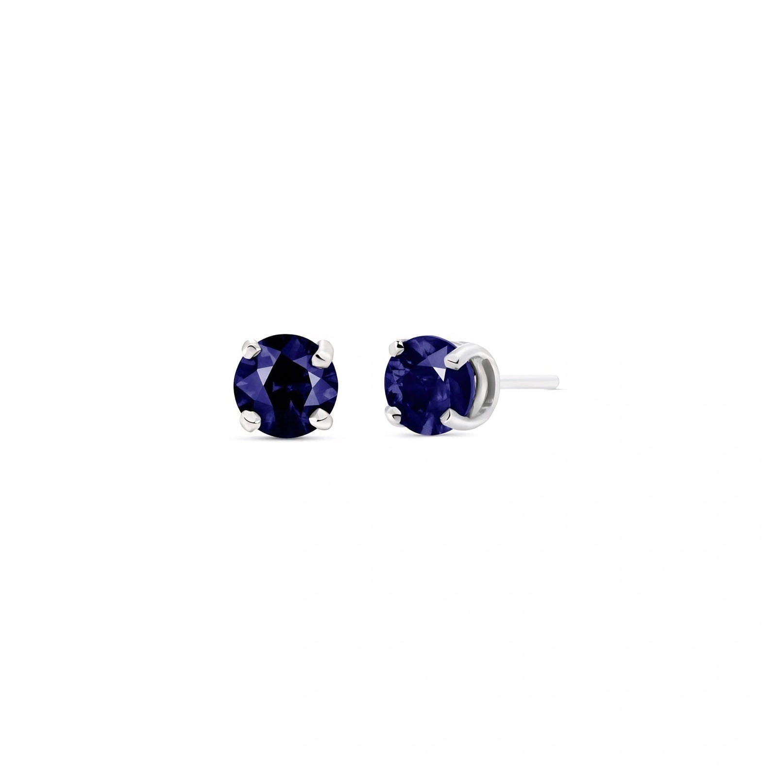 White Gold Petal Earrings Sapphire 10K — Luna