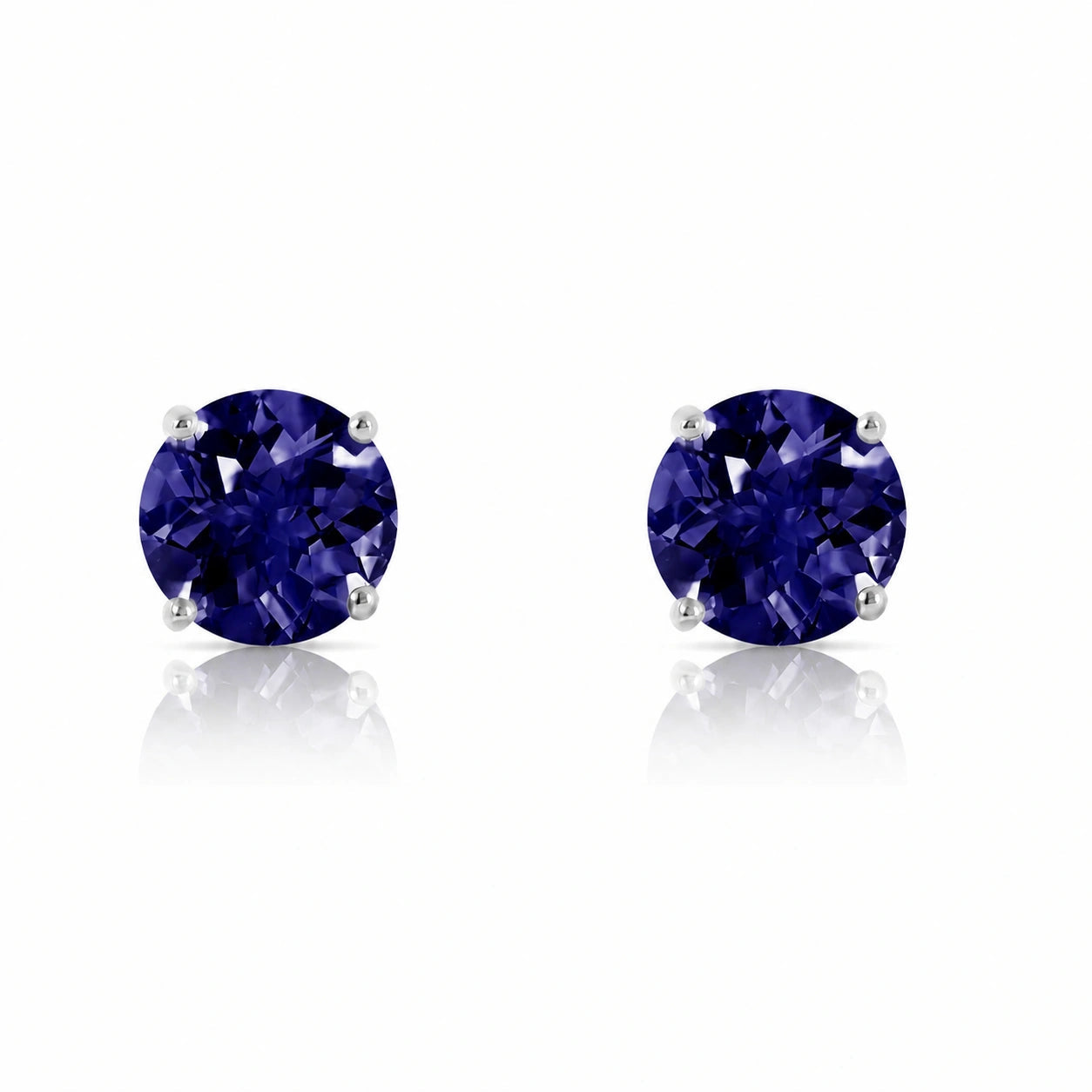 White Gold Petal Earrings Sapphire 10K — Luna