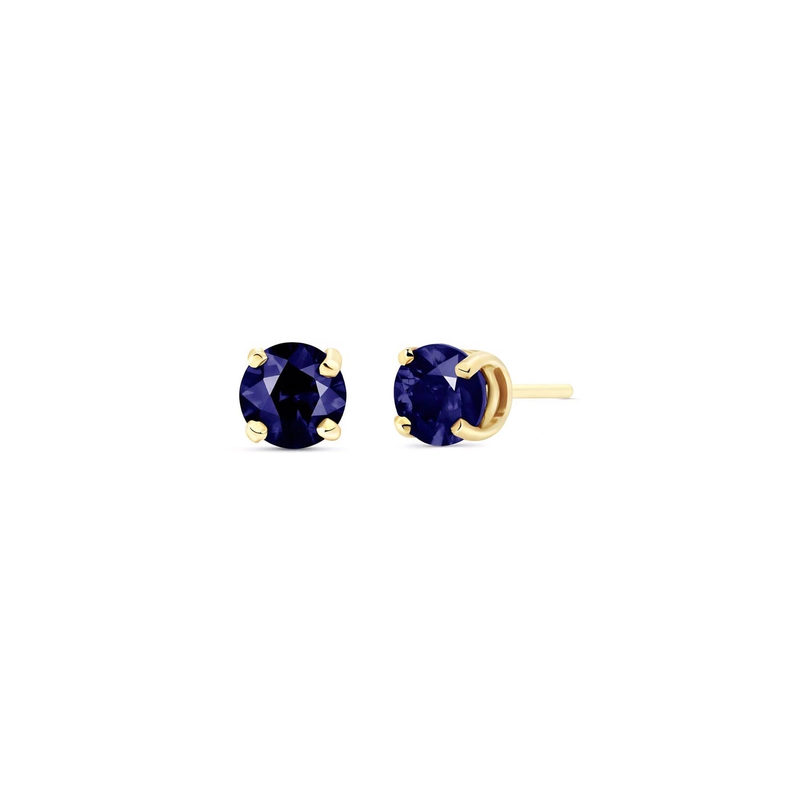 Yellow Gold Petal Earrings Sapphire 10K — Luna