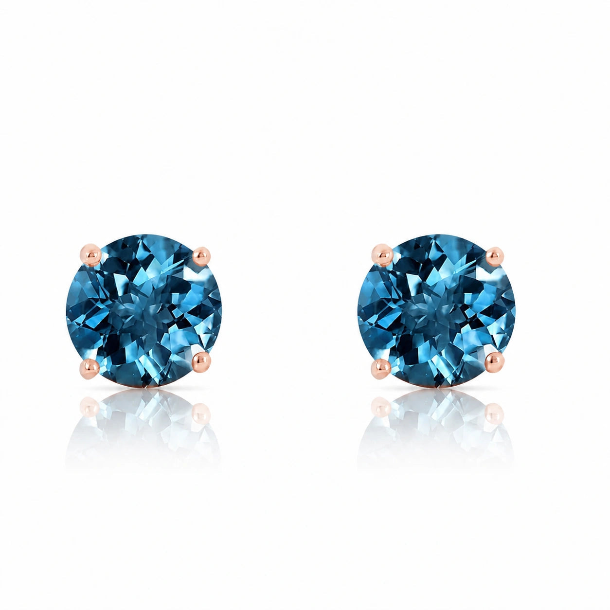 Rose Gold Petal Earrings Blue Topaz 10K — Luna